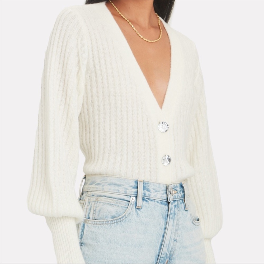 INTERMIX Ella Jewel Cardigan Wool Ivory 
Sweater Size Small